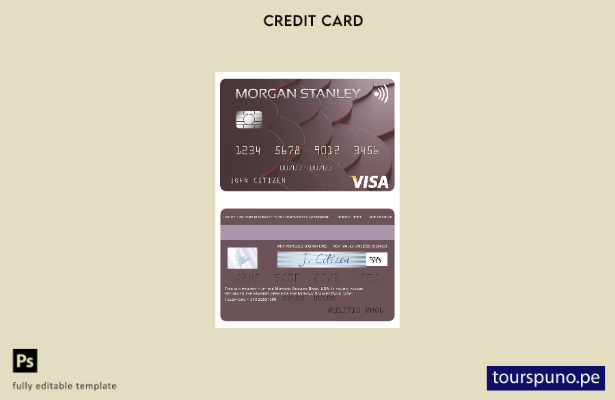 lista para imprimir plantilla de tarjeta visa del Banco Morgan Stanley de EE. UU
